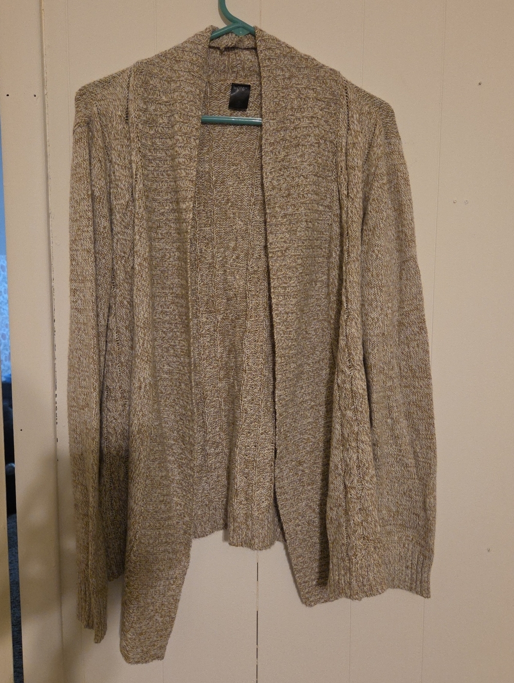 Madison Lilly Cozy Open-Front Tan Knit Cardigan Sweater